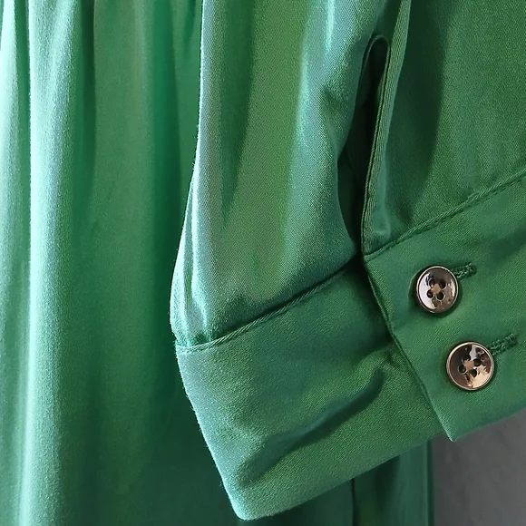 Chico's  Green Maxi Dress Maxi Drop Waist Tiered Sz 8 Casual Boho Peasant Office - Picture 5 of 11